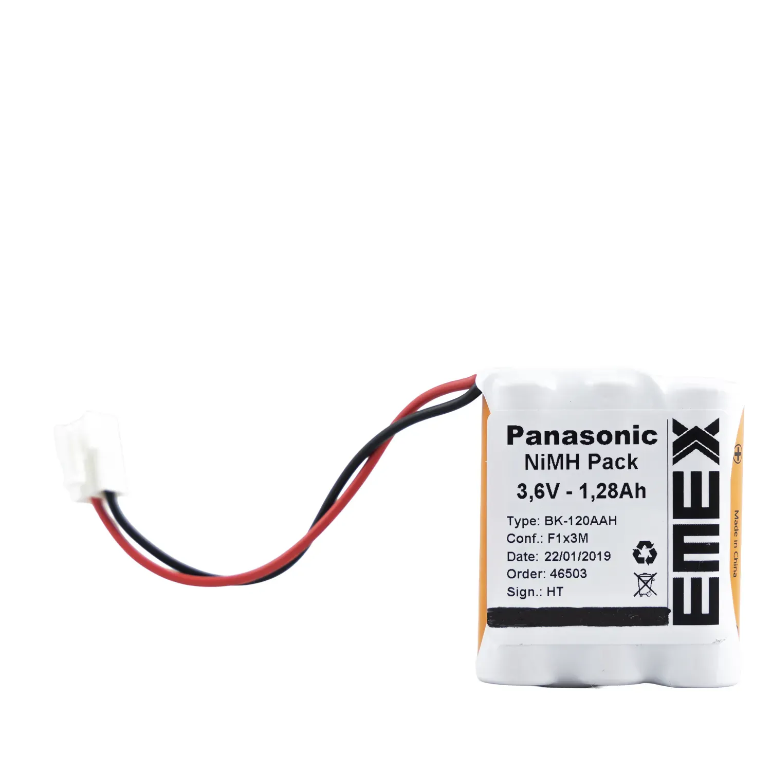 Batteriet Emex NiMH 3,6 V för en nödbelysningsarmatur