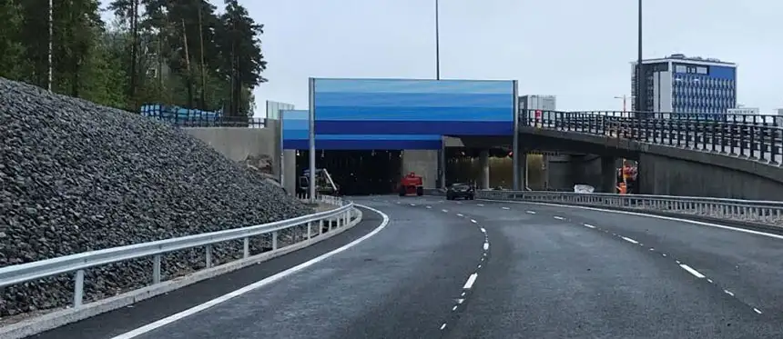 Mynningen till tunneln i Kägeludden och Ring I som leder dit