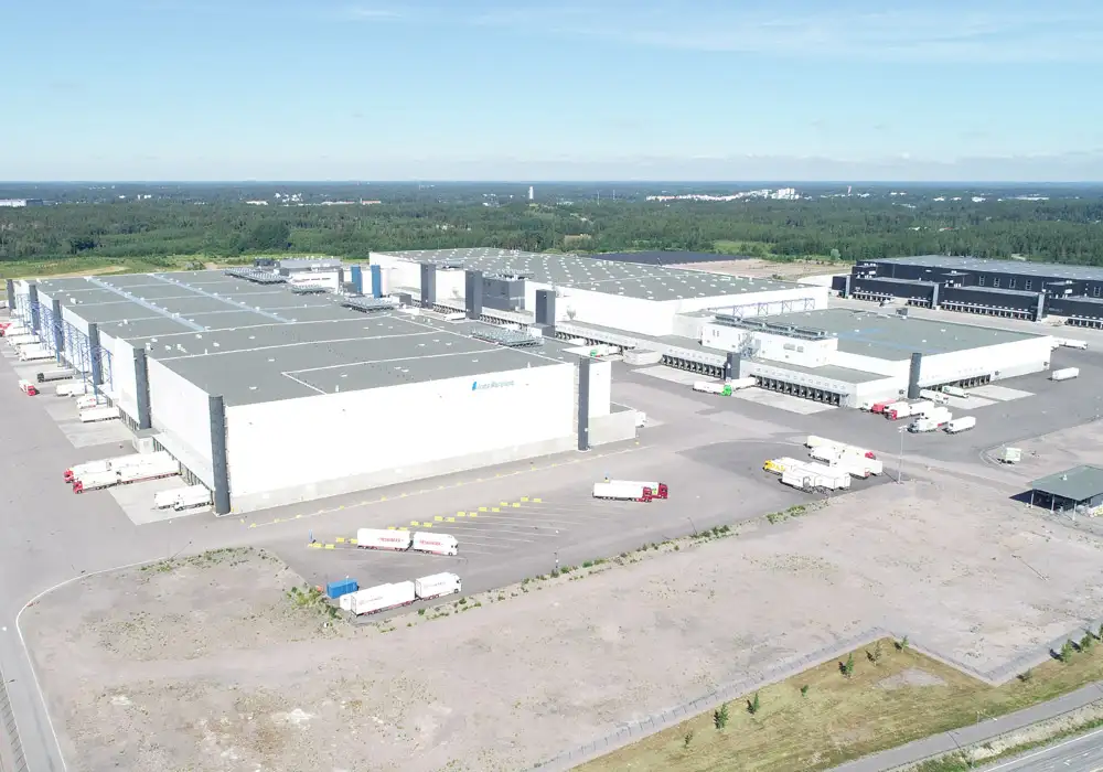 Aerial view of S Group’s logistics centre in Sipoo and its lorry yard